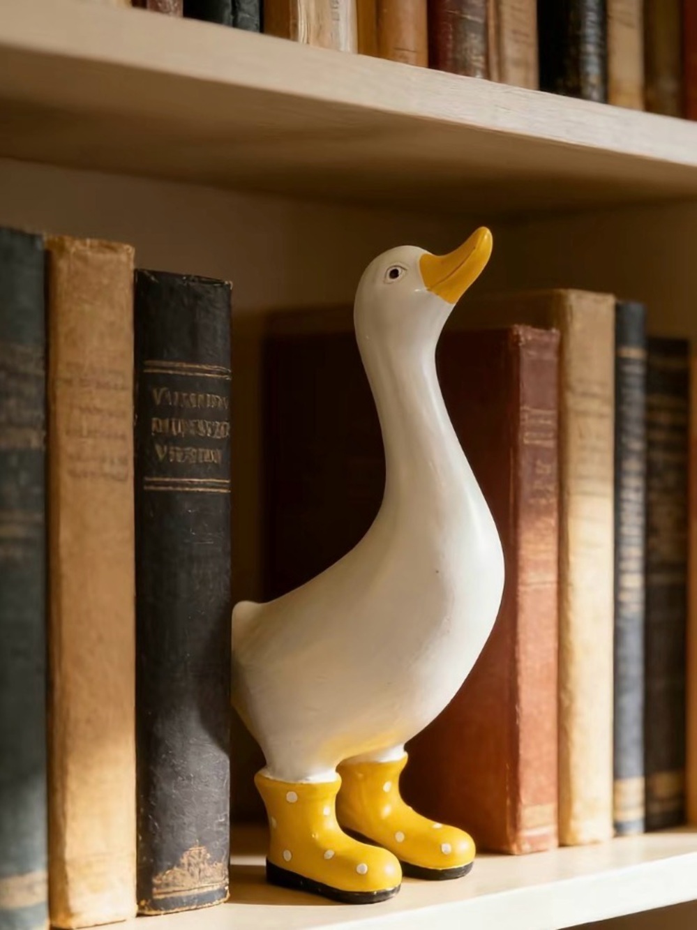 Ceramic Duck Figurine with Yellow Polka Dot Boots